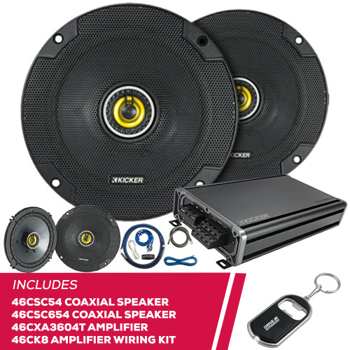 Kicker 46CSC54 5-1/4" Speaker w/ 46CSC654 Speakers & 46CXA3604T Amp & Amp Kit