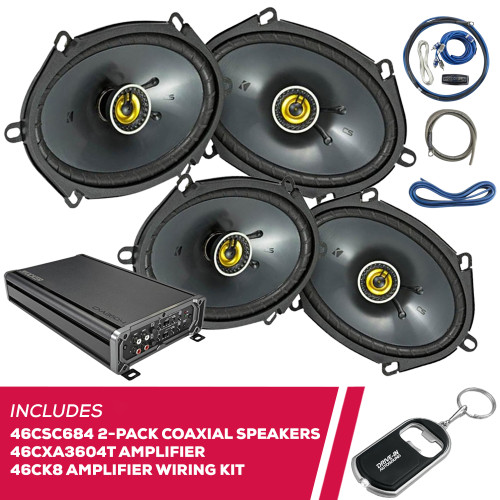Kicker 2 Pairs Of 46CSC684 6"x8" Coaxial Speakers w/ 46CXA3604T Amp & Amp Kit Kicker 2 Pairs Of 46CSC684 6"x8" Coaxial Speakers w/ 46CXA3604T Amp & Amp Kit
