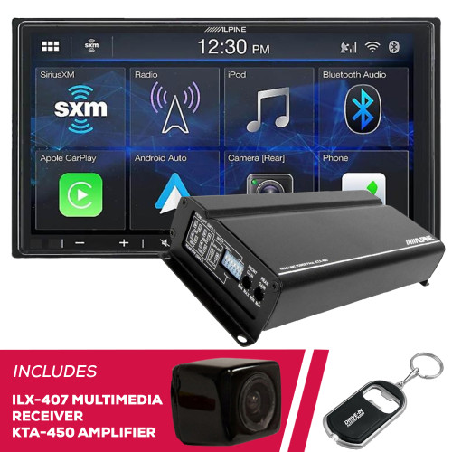 Alpine ILX-407 7" Multimedia and KTA-450 Amplifier and Back-Up Camera Alpine ILX-407 7" Multimedia and KTA-450 Amplifier and Back-Up Camera