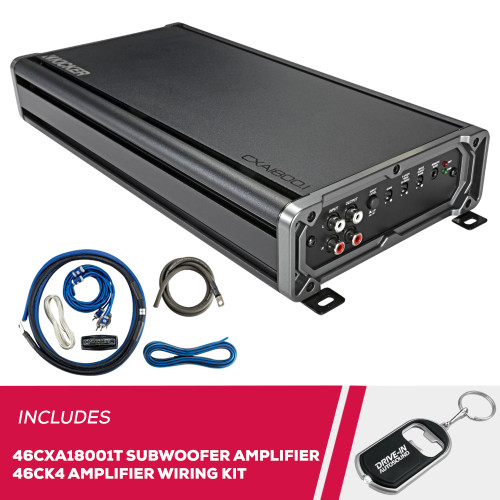 Kicker CX Series 46CXA18001T Mono Subwoofer Amplifier and 46CK4 Amp Wiring Kit Kicker CX Series 46CXA18001T Mono Subwoofer Amplifier and 46CK4 Amp Wiring Kit