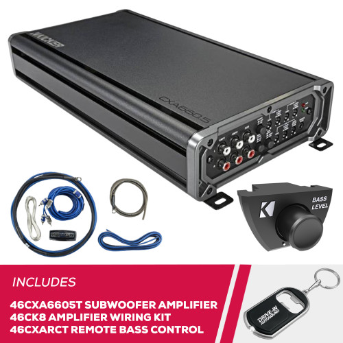 Kicker 46CXA6605T 5 Channel Amplifier w/ 46CK8 Amp Kit & 46CXARCT Wired Remote Kicker 46CXA6605T 5 Channel Amplifier w/ 46CK8 Amp Kit & 46CXARCT Wired Remote