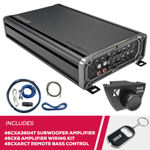 Kicker 46CXA3604T 4 Channel Amplifier w/ 46CK8 Amp Kit & 46CXARCT Wired Remote