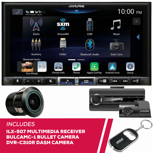 Alpine ILX-507 7" Multimedia w/ Bullet Camera & DVR-C310R Dash Camera
