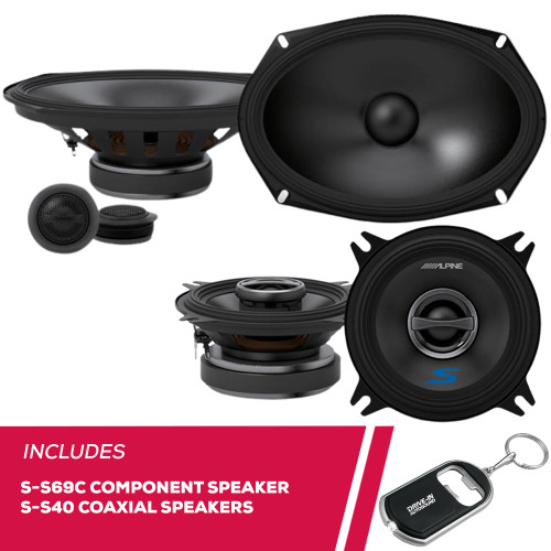 Alpine S-Series S-S69C 6"X9" 2-Way Component Speaker & S-S40 4" Coaxial Speakers