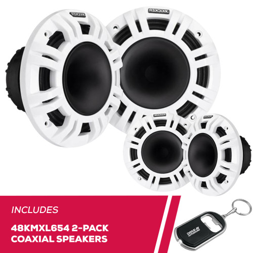 Kicker Pack of 2 48KMXL654 6.5 Inch 4? 2-Way Marine LED HLCD Coaxial Speakers