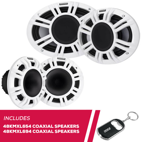 Kicker 48KMXL654 6.5" & 48KMXL694 6x9" 4? 2-Way Marine LED HLCD Coaxial Speakers Kicker 48KMXL654 6.5" & 48KMXL694 6x9" 4? 2-Way Marine LED HLCD Coaxial Speakers