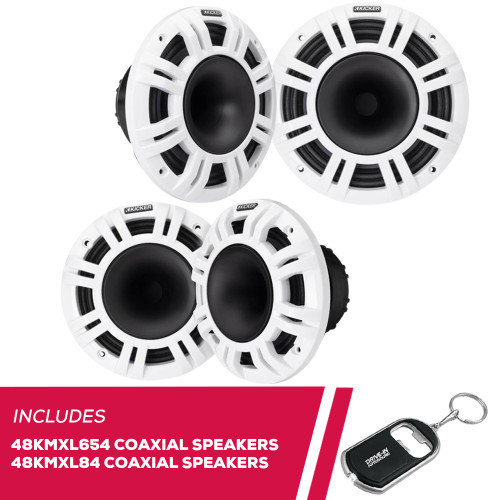 Kicker 48KMXL654 6.5" and 48KMXL84 8" 2-Way Marine LED HLCD Coaxial Speakers