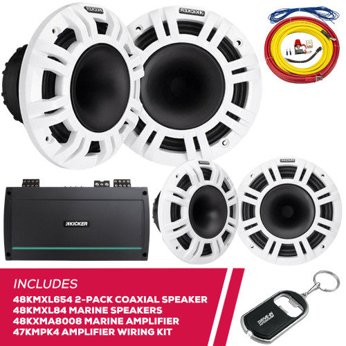 Kicker Pack of 2 48KMXL654 6.5" Coaxial Speaker & 48KMXL84 Speaker & Marine Amp Kicker Pack of 2 48KMXL654 6.5" Coaxial Speaker & 48KMXL84 Speaker & Marine Amp