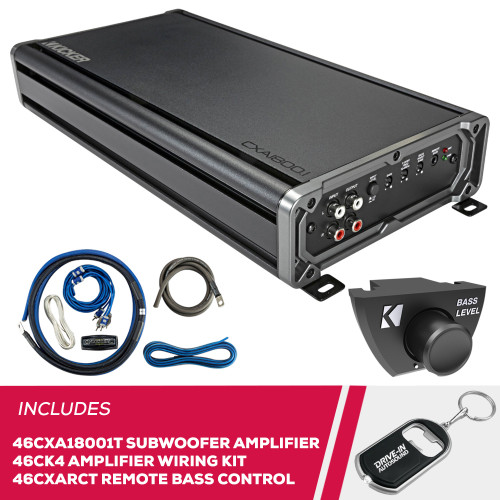 Kicker 46CXA18001T Mono Sub Amplifier w/ 46CK4 Amp Kit & 46CXARCT Wired Remote Kicker 46CXA18001T Mono Sub Amplifier w/ 46CK4 Amp Kit & 46CXARCT Wired Remote