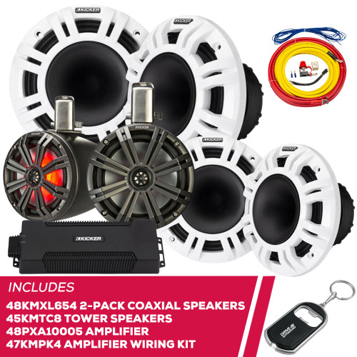 Kicker (2) 48KMXL654 6.5" Speakers,45KMTC8 Speakers, 48PXA10005 Amp & Wiring Kit