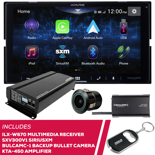 Alpine iLX-W670 7” w/ SiriusXM Tuner, Backup Cam & KTA-450 Amplifier