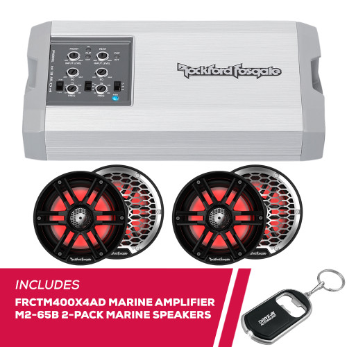 RFRB Rockford Fosgate FRCTM400X4AD Marine Amplifier with 2-Pack M2-65B Speakers