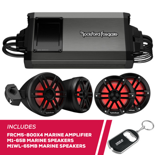 RFRB Rockford Fosgate FRCM5-800X4 Marine Amplifier w/ M1-65B, M1WL-65MB Speakers