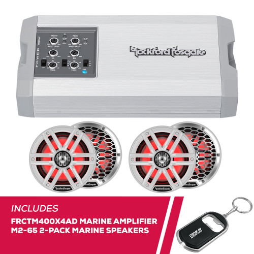 RFRB Rockford Fosgate FRCTM400X4AD Marine Amplifier with 2-Pack M2-65 Speakers RFRB Rockford Fosgate FRCTM400X4AD Marine Amplifier with 2-Pack M2-65 Speakers