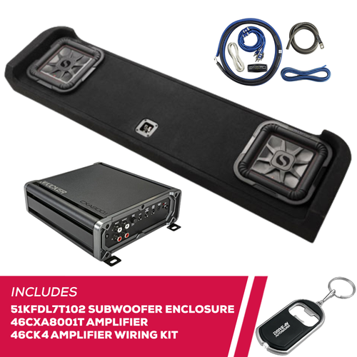 Kicker 51KFDL7T102 10" Sub Enclosure & 46CXA8001T Mono Amplifier w/ Wiring kit Kicker 51KFDL7T102 10" Sub Enclosure & 46CXA8001T Mono Amplifier w/ Wiring kit