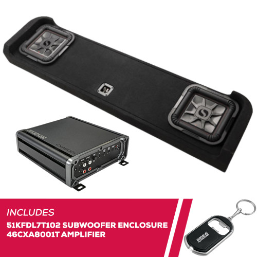 Kicker 51KFDL7T102 Dual 10" L7T 2-Ohm Enclosure with 46CXA8001T Mono Amplifier Kicker 51KFDL7T102 Dual 10" L7T 2-Ohm Enclosure with 46CXA8001T Mono Amplifier