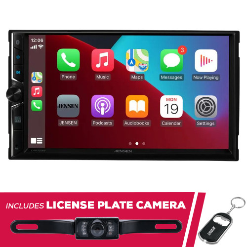 Jensen CAR723W 7" Double-DIN Digital Multimedia w/ License Plate Camera
