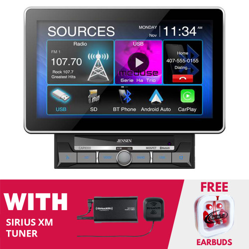 Jensen CAR1000 10.1" Multimedia & CarPlay/Android Auto & SiriusXM Tuner