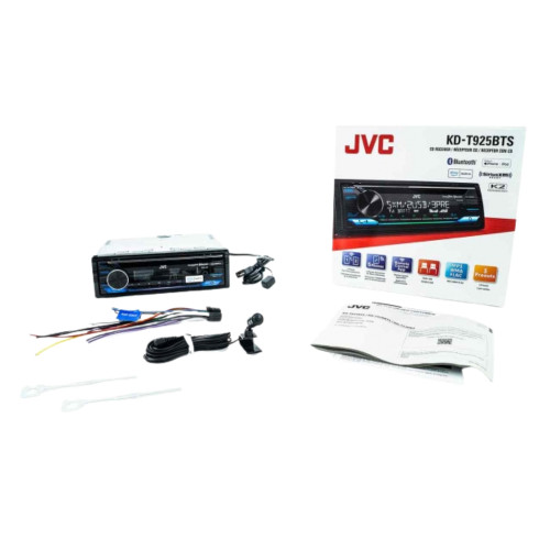 JVC KD-T925BTS Single DIN CD with Bluetooth, Alexa, USB, and 13-Band EQ
