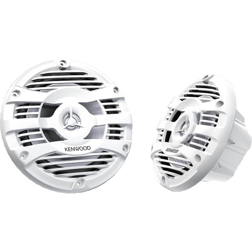 Refurbished Kenwood KFC-1653MRW 6.5" 2-Way water-Resistant Marine Speakers w/ Grilles, White