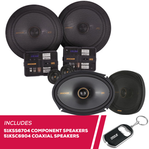 Kicker 51KSS6704 6.75" Component Speakers and 51KSC6904 6"x9" Coaxial Speakers