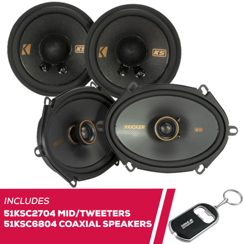 Kicker KS-Series 51KSC2704 2.75" Mid/Tweeters & 51KSC6804 6x8" Coaxial Speakers Kicker KS-Series 51KSC2704 2.75" Mid/Tweeters & 51KSC6804 6x8" Coaxial Speakers