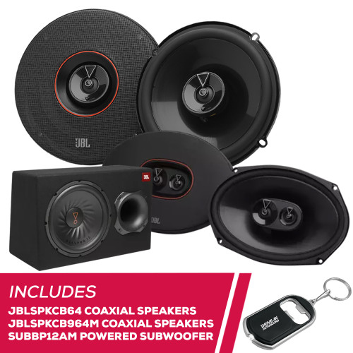 JBL BLSPKCB64 6.5" Speakers, JBLSPKCB964M 6x9" Speakers w/ SUBBP12AM Powered Sub
