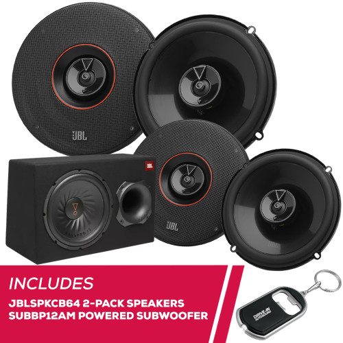 JBL 2-Pack JBLSPKCB64 6.5" 2-Way Car Speakers & SUBBP12AM Powered Subwoofer