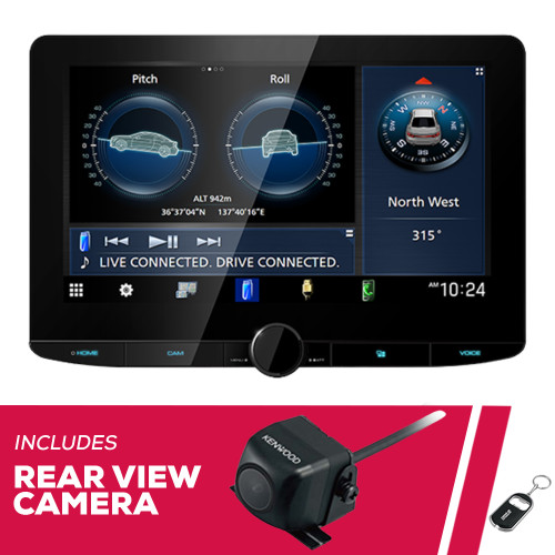 Kenwood DMX1038S 10.1" 1-DIN Multimedia Receiver with CMOS-130 Rearview Camera