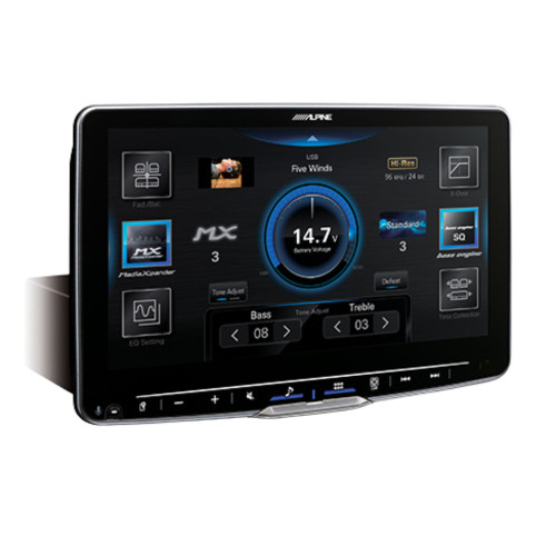 Alpine ILX-F509 9"" Multimedia Receiver with PWE-S8 8"" Compact Powered Subwoofer