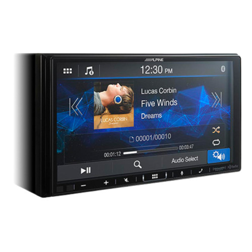 Alpine ILX-407 7"" Multimedia Receiver with PWE-S8 8"" Compact Powered Subwoofer