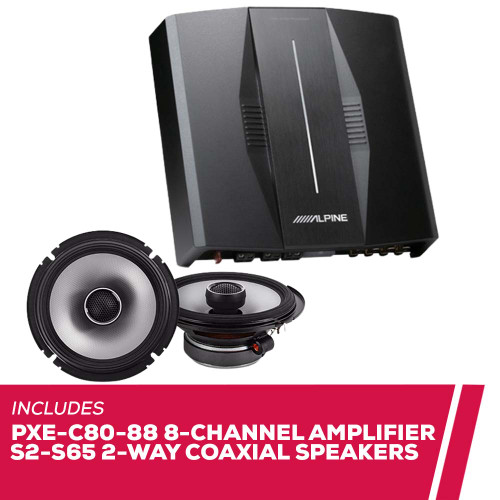 Alpine PXE-C80-88 8-Channel Amplifier with S2-S65 6.5" 2-Way Coaxial Speakers
