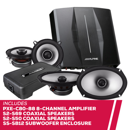Alpine PXE-C80-88 Amplifier w/ S2-S69, S2-S50 Speakers & SS-SB12 Sub Enclosure