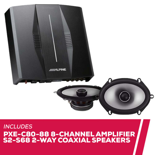 Alpine PXE-C80-88 8-Channel Amplifier with S2-S68 6"x8" 2-Way Coaxial Speakers