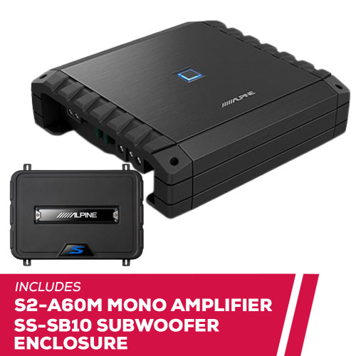 Alpine S-Series S2-A60M Mono Amplifier with SS-SB10 10" Preloaded Sub Enclosure