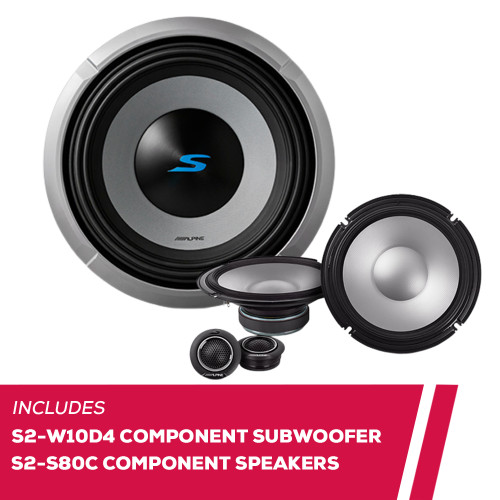 Alpine S2-W10D4 10" Component Subwoofer with S2-S80C 8" Component 2-Way Speaker