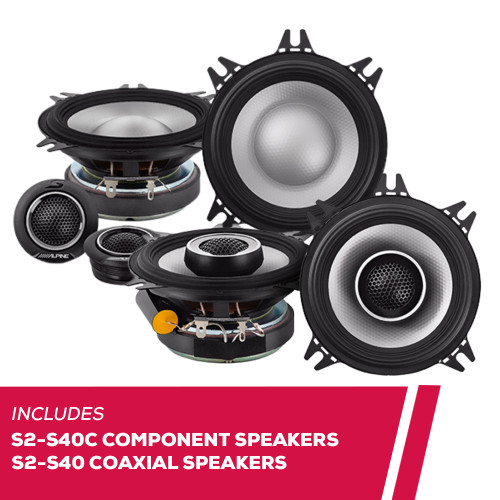 Alpine S-Series S2-S40C 4" Component Speakers with S2-S40 4" Coaxial Speakers