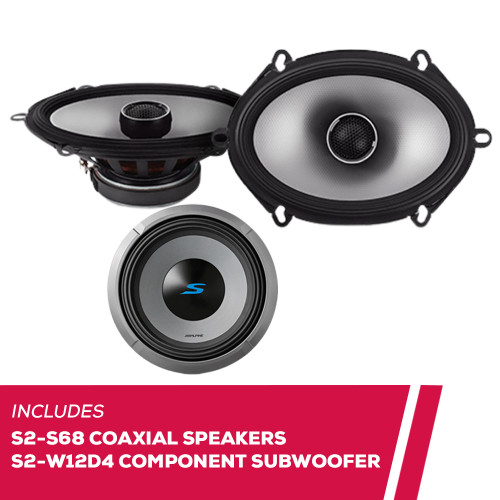 Alpine S-Series S2-S68 6x8" Coaxial Speakers w/ S2-W12D4 12" Component Subwoofer