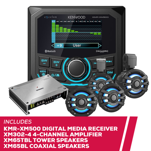 Kenwood eXcelon KMR-XM500 Receiver w/ Coaxial Speakers, Amp and Tower Speakers