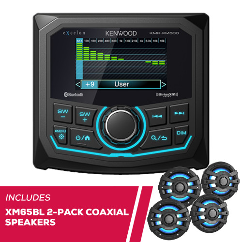 Kenwood eXcelon KMR-XM500 Media Receiver w/ 2-Pack XM65BL 2-Way Coaxial Speakers