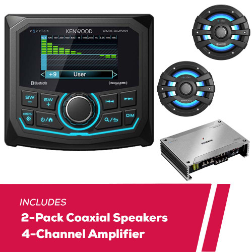 Kenwood eXcelon KMR-XM500 Media Receiver w/ 2-Pack XM65BL 2-Way Coaxial Speakers