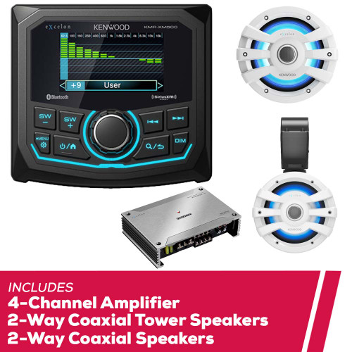 Kenwood eXcelon KMR-XM500 Receiver w/ Amp, Coaxial Tower and Coaxial Speakers