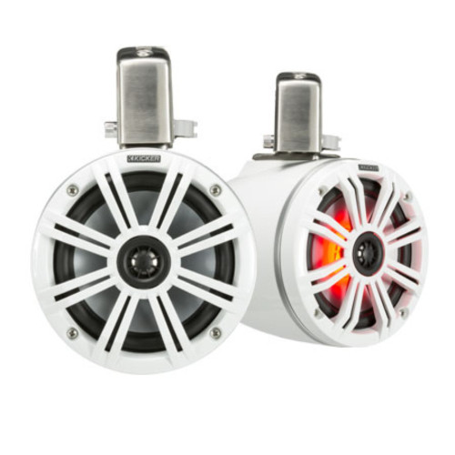 Used Kicker 45KMTC65W 6.5" 2-Way Coaxial Marine Tower Speakers 4 Ohm with 195W Peak