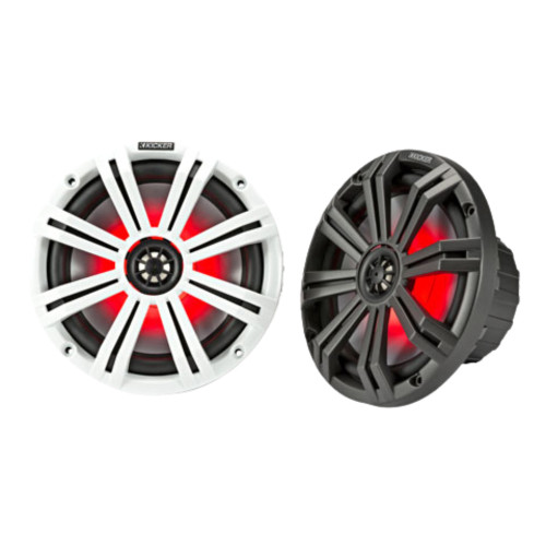 Kicker 45KM84L KM 8" 4Ω Marine Coaxial Speakers Pair w/ 7-Color LED lighting
