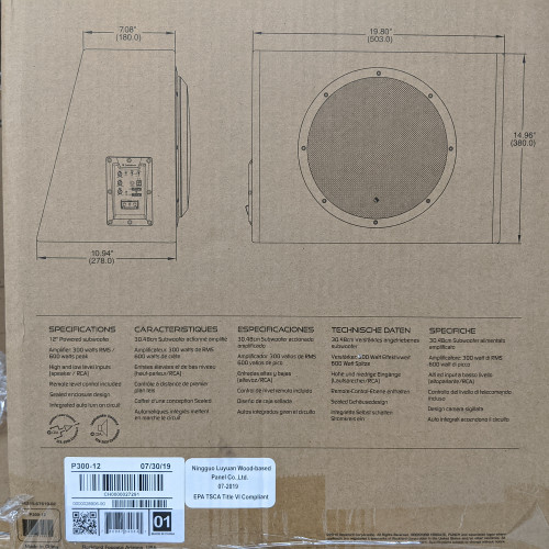 Open Box Rockford Fosgate P300-12 Punch Single 12" 300 Watt Amplified Subwoofer