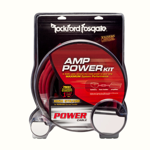New, Open Box Rockford Fosgate RFK4X 4 AWG Complete Installation Kit for a 2-Channel Amplifier