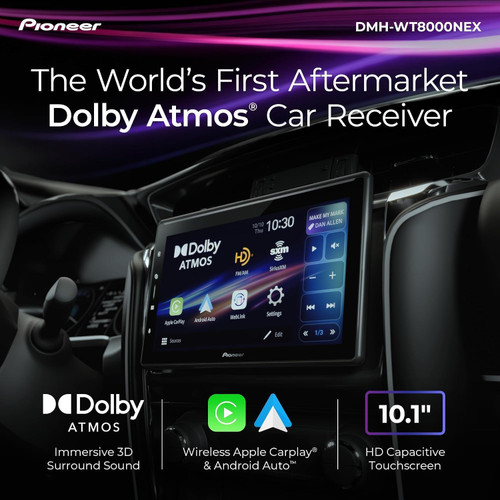 Pioneer DMH-WT8000NEX 10.1" floating Car Receiver + FREE Scosche Dual Front/Rear HD Dash Cam Bundle