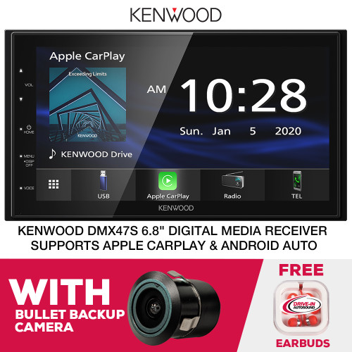 Kenwood DMX47S 6.8" Digital Multimedia CarPlay & Bullet Backup Cam
