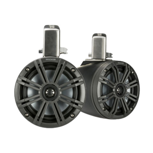 Kicker 45KMTC65 6-1/2" Marine Coaxial Tower Speakers (Charcoal/Black)