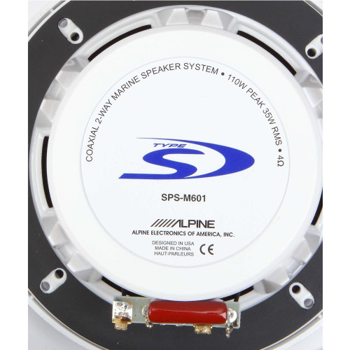 Alpine SPS-M601 6-1/2" 2-Way Marine Speakers (Silver)